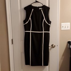 Calvin Klien size 12 black dress w white piping